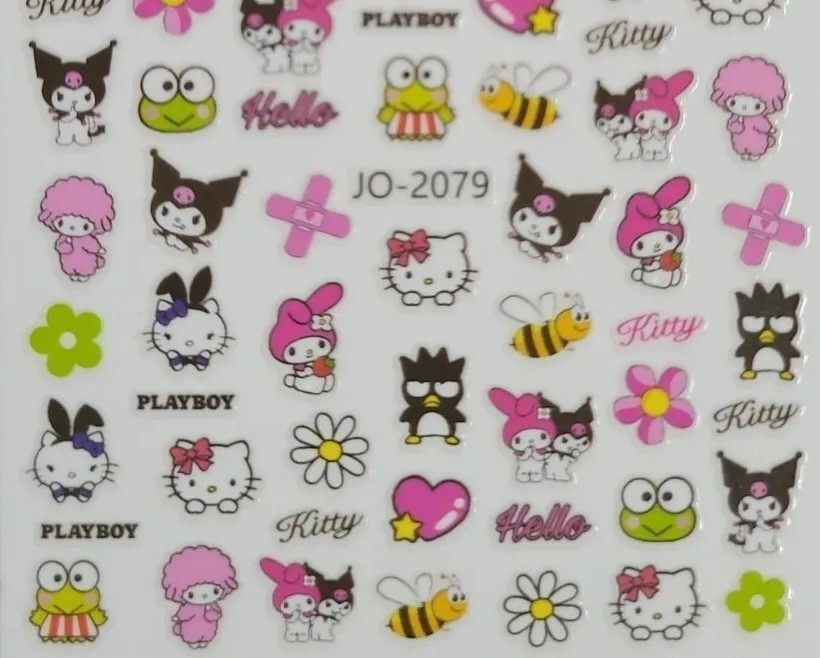 Hello Kitty ,My Melody, Kuromi Nail Art Stickers