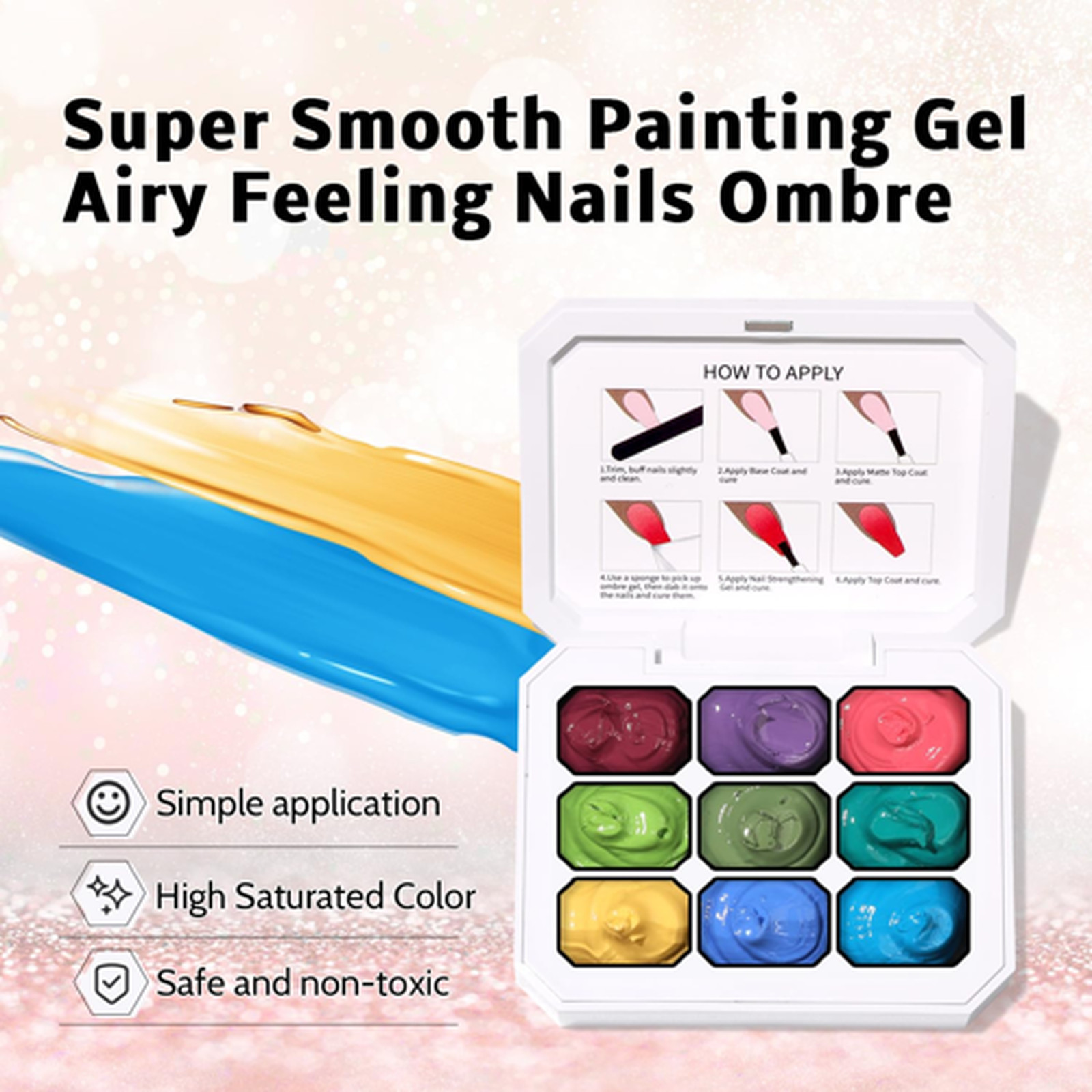 Sponge Pat Paint Nail Gel 9 Colors Ombre Gradient Blush Blooming Flower Nail Art