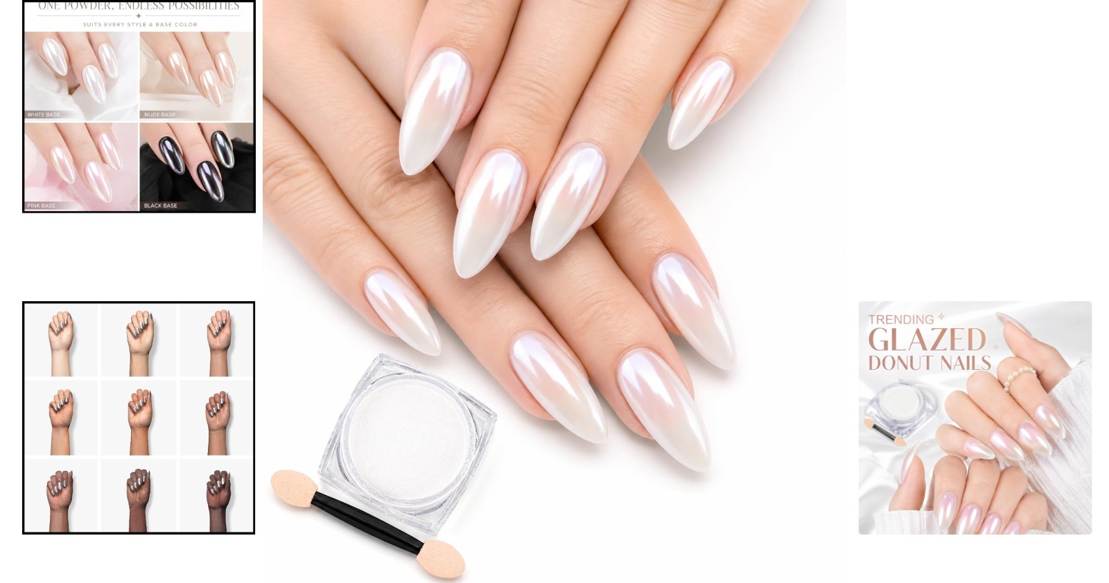White Pearl Mirror Effect Nail Powder – Luxurious Iridescent Shine for Gel Nails