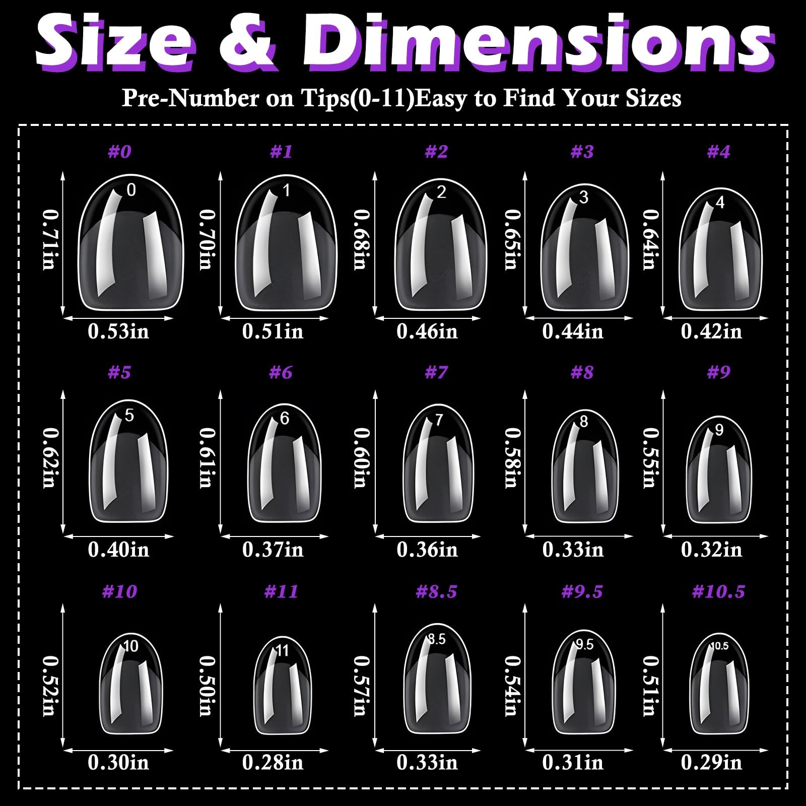 360pc Extra Short Oval Nail Tips Clear Fake Nails XS Round Almond Gel Nail Ti…