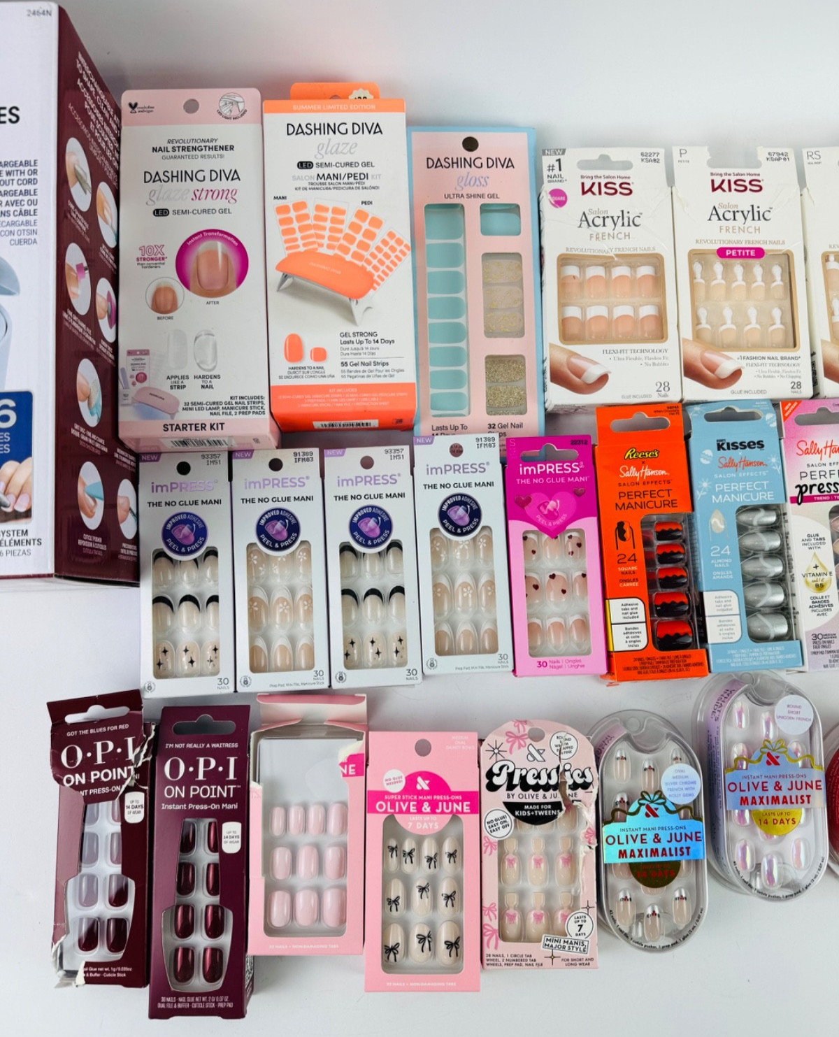 KISS, IMPRESS, SALLY HANSEN, OLIVE & JUNE, OPI, PRESS ON, DASHING DIVA GEL 31 PC