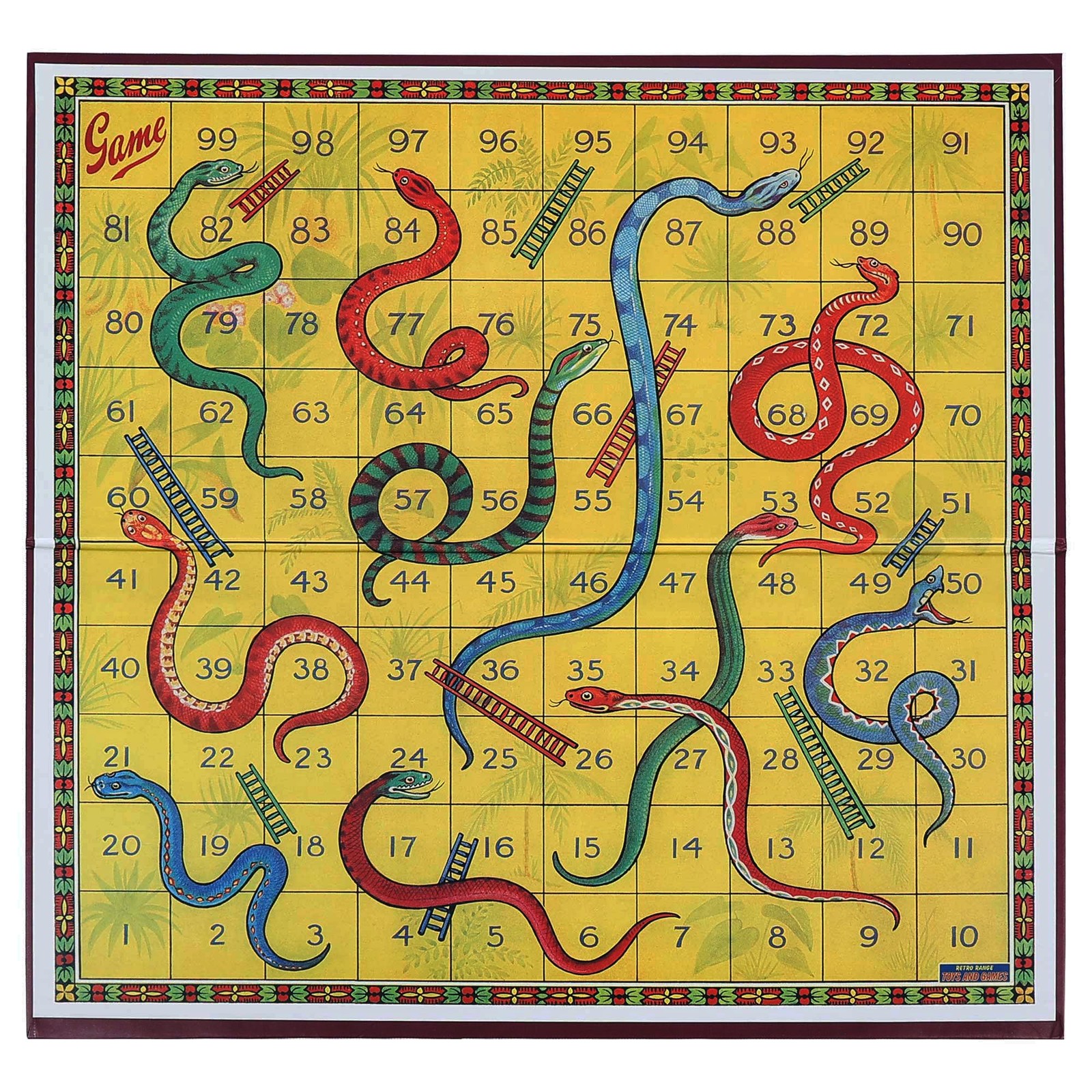 Classic Snakes and Ladders Board Game – 14×14 inches,