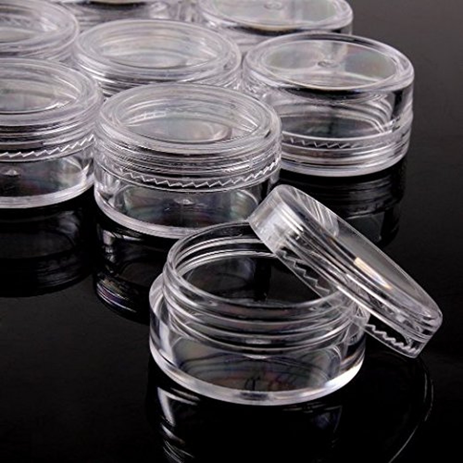 GOGOONLY 50 Empty, Clear, 5 Gram Plastic Pot Jars, Cosmetic Containers, With …