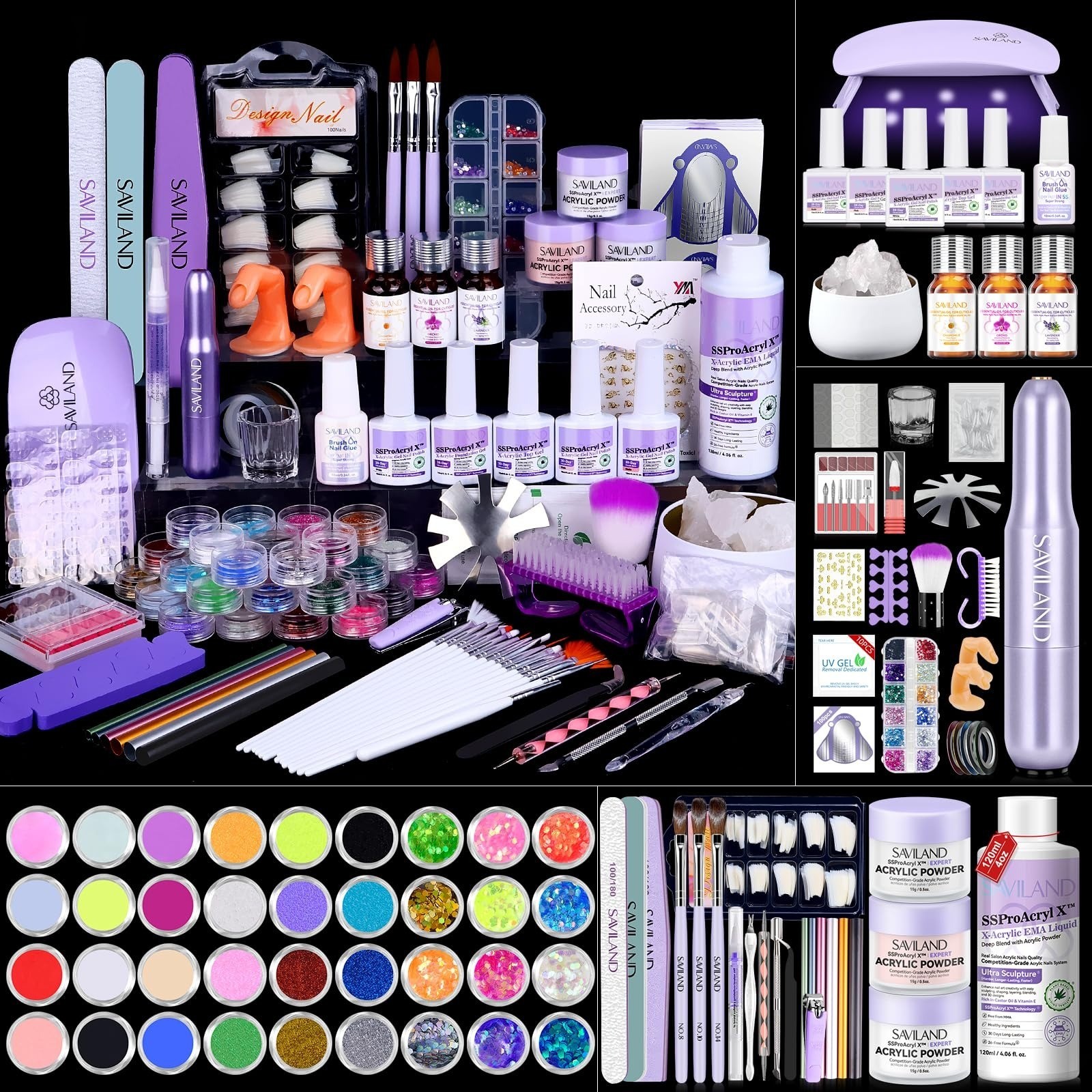 SAVILAND Acrylic Nail Kit with Drill – Professional Set for Beginners