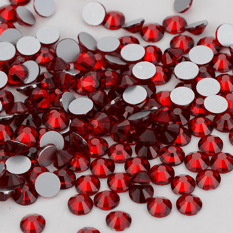Siam Glass Flatback Rhinestone Glitter Red Glue On Crystal Diamond for Nail Art