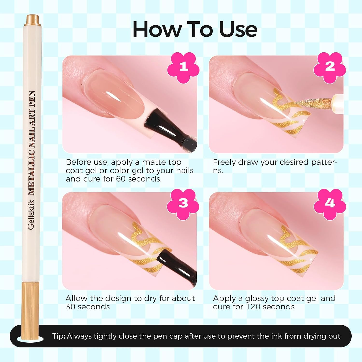12 Colors Metallic Nail Art Pens 0.5Mm, Waterproof Quick Dry for Nail DIY | Acry