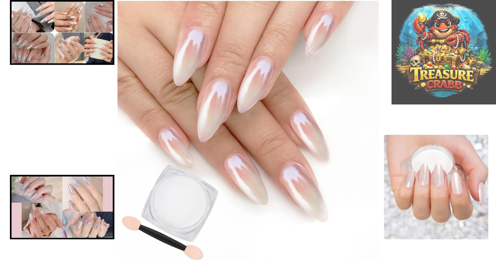 White Pearl Chrome Nail Powder – Iridescent Mirror Pigment for Stunning Nail Art