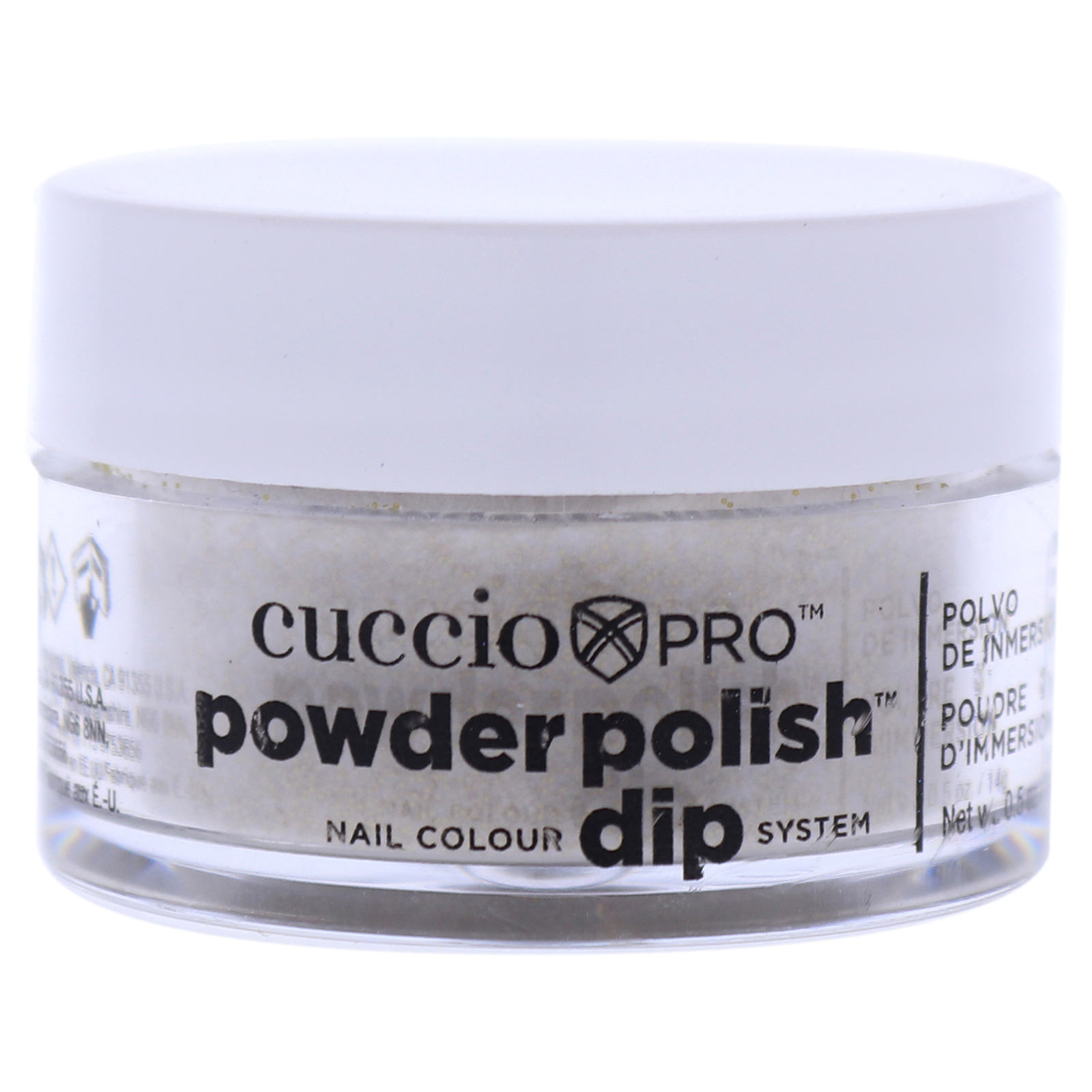 Cuccio Pro Powder Polish Nail Colour Dip System – Gold With Rimbow Mica – 0.5 oz
