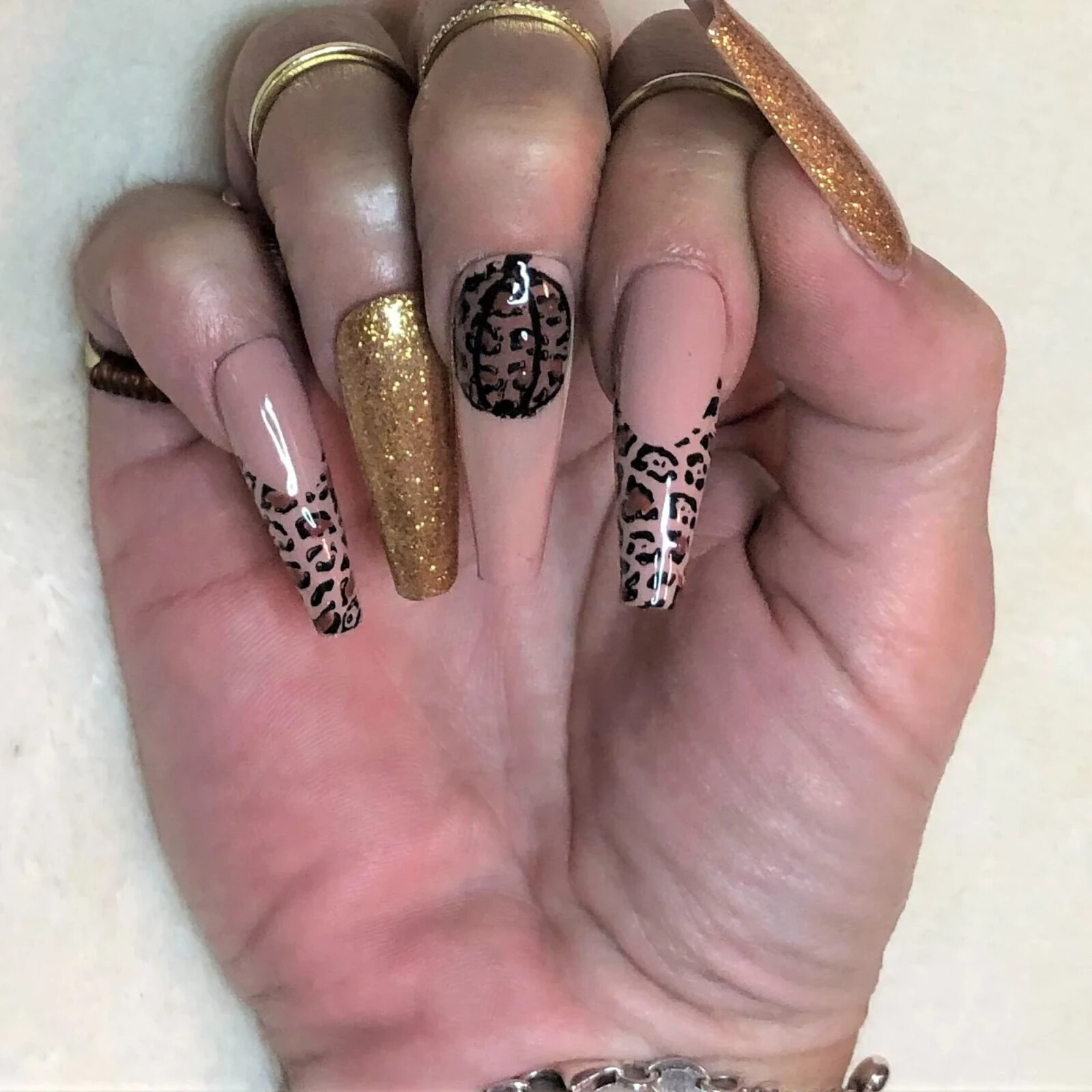 Leopard Print Pumpkins Press-On Nail Set – Ex-Long Ballerina (Size 0-8)
