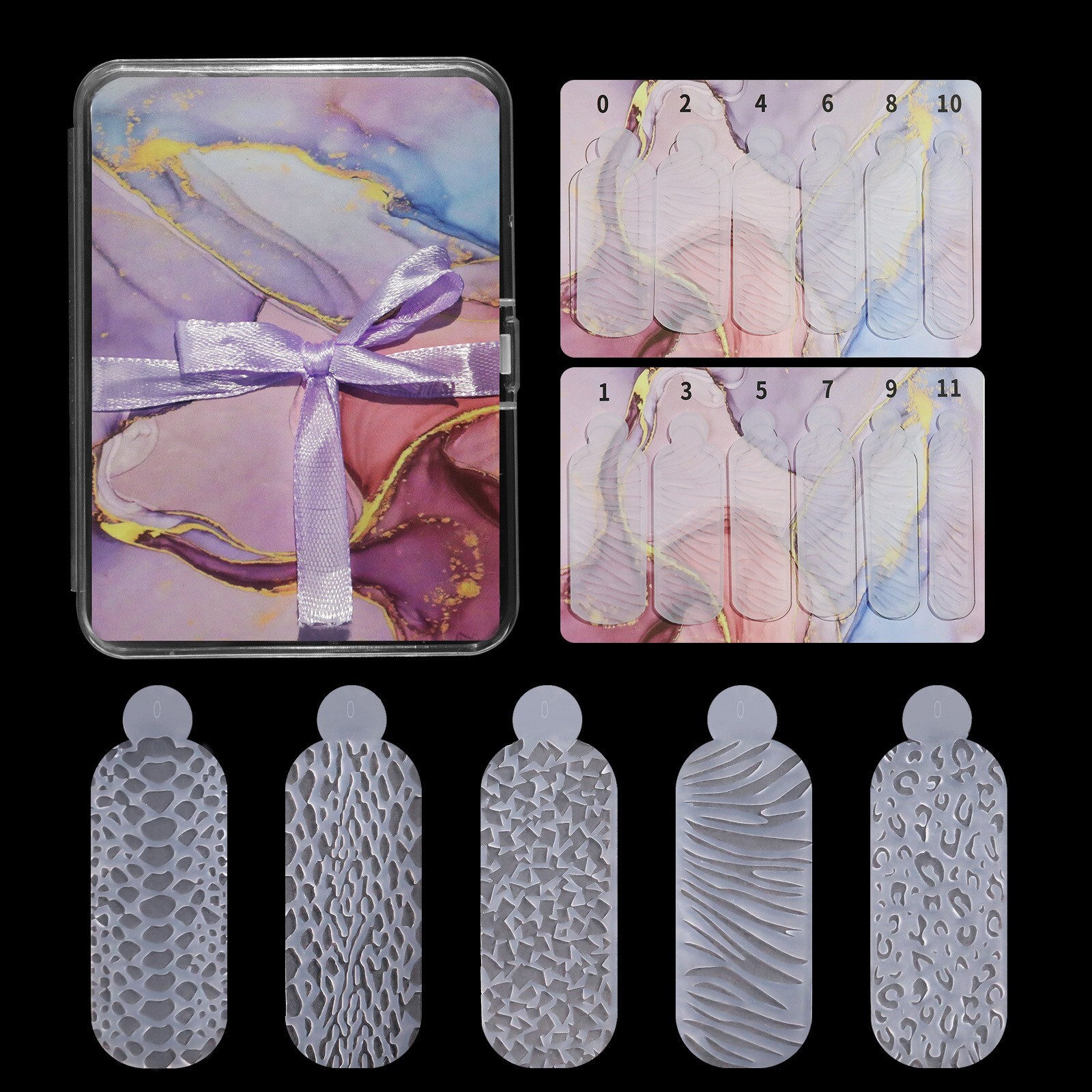 60pcs 3D Soft Silicone Mold Forms Reusable for Nail Gel Extension Tips Tools