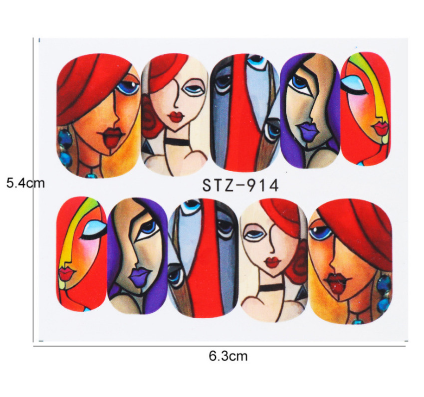 16Pcs Nail Art Stickers Water Decals Transfer Abstract Face Eye Design NS5