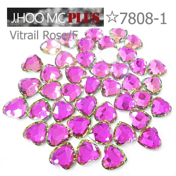 J.HOO Crystal 7808-1 Heart Flat Back Rhinestones 8mm Nail Art (10pcs)