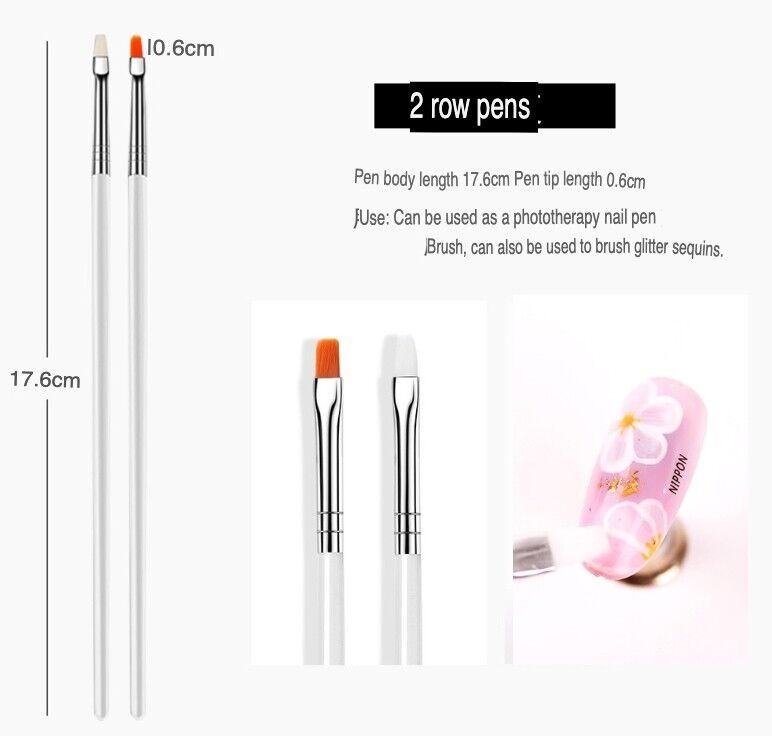 20Pcs Nail Art Dotting Painting Drawing Brush Pen Tools UV Gel Polish Kit Set