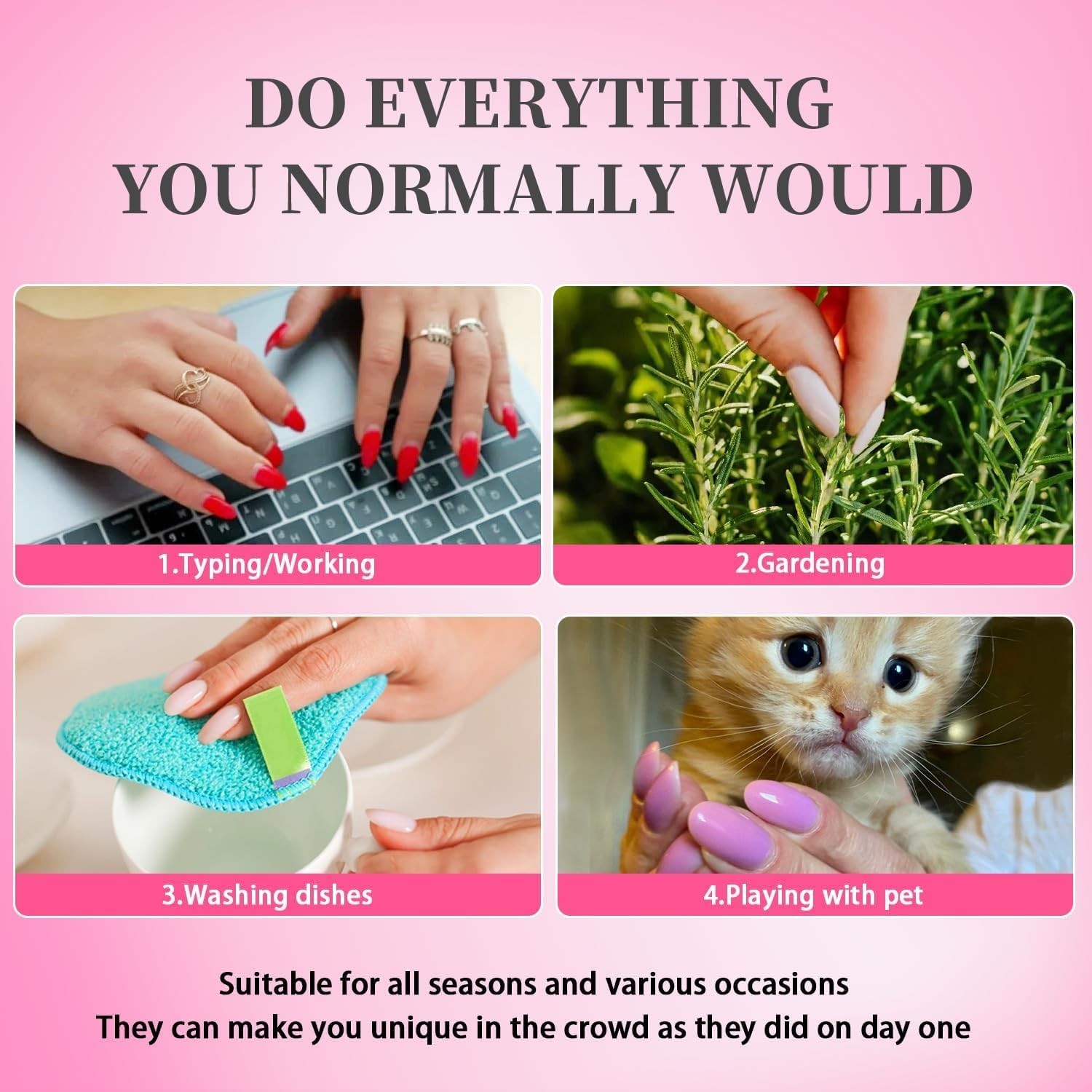 Beautiful Glossy Hot Pink 24-Pc Press-On Nails – Perfect Fit for Any Occasion