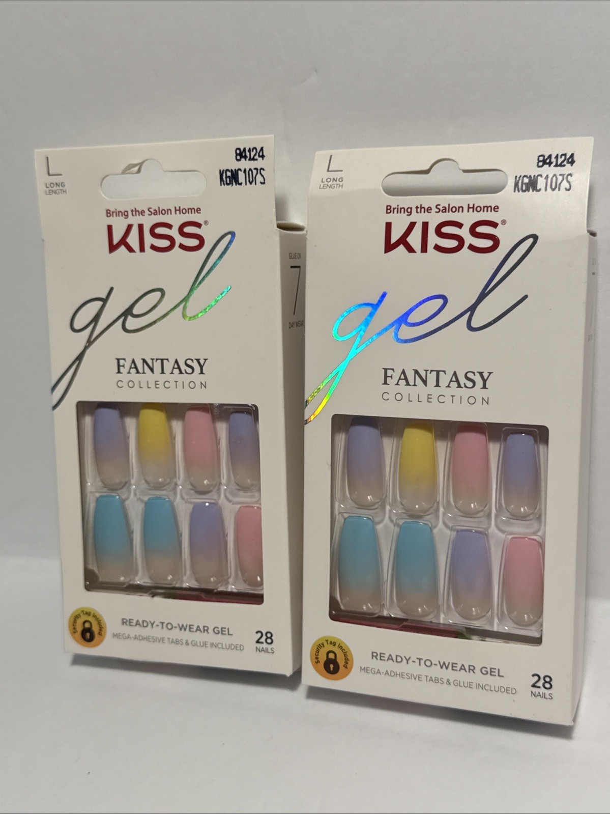 2 Kiss Nails Gel Fantasy Glue On Nails,(L) Length Pastel Colors,👀My Page For +