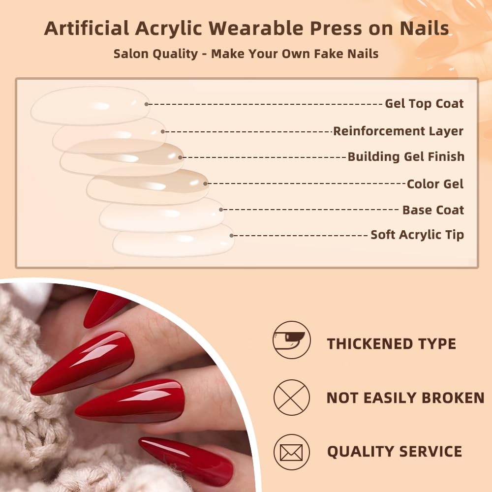 24 Pcs Pink Press on Nails Short Almond Nail Tips,Flower Acrylic Nail Kit Gli…