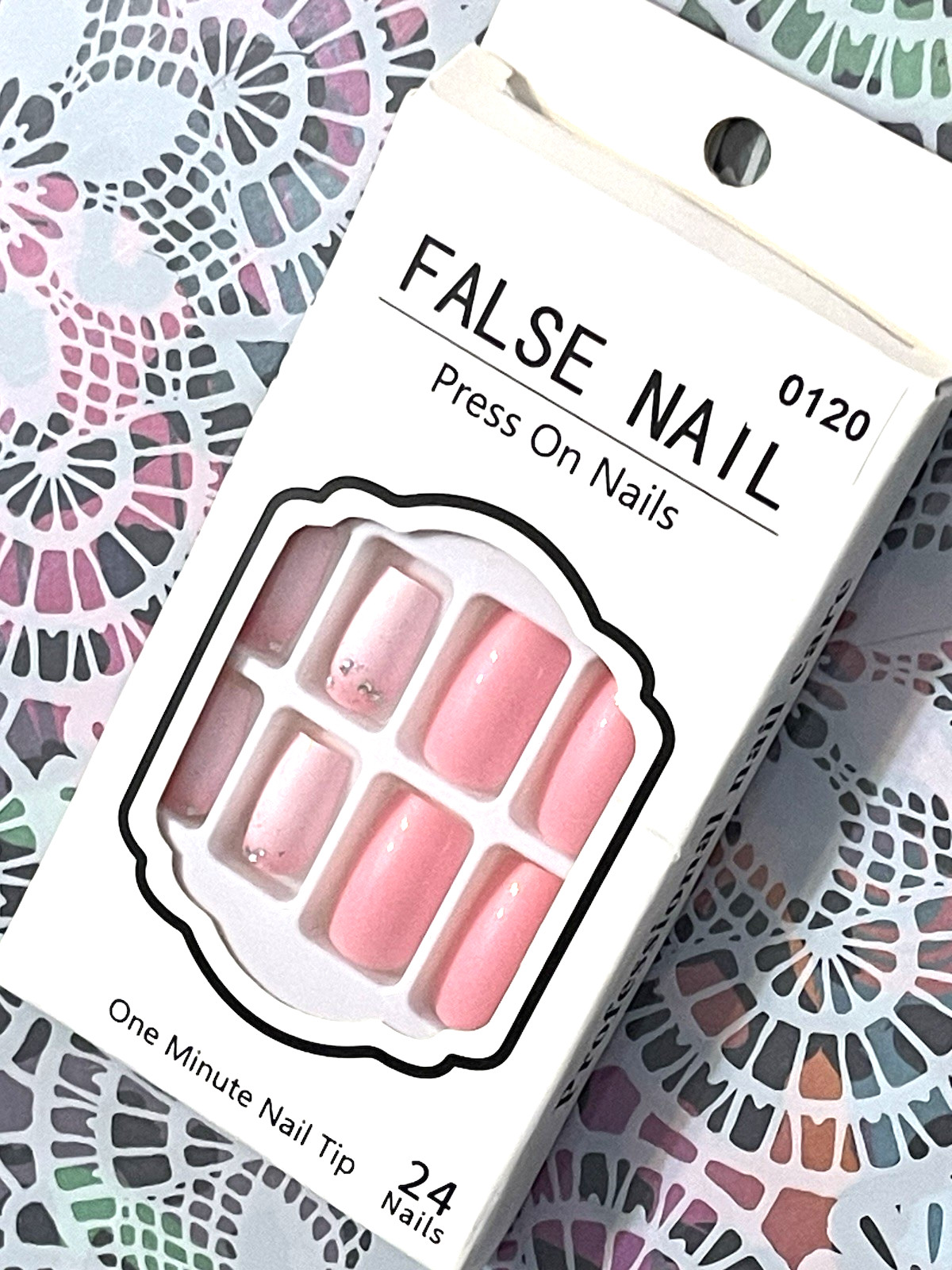 False Nail LIGHT PINK to DARK PINK OMBRÉ and GLITTER DETAIL Press On Manicure