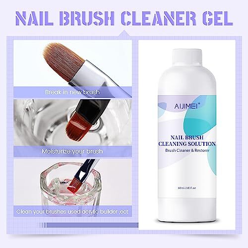 Nail Brush Cleaner Gel Restorer Solution Acrylic Nail Brush Cleaner Gel 60ML