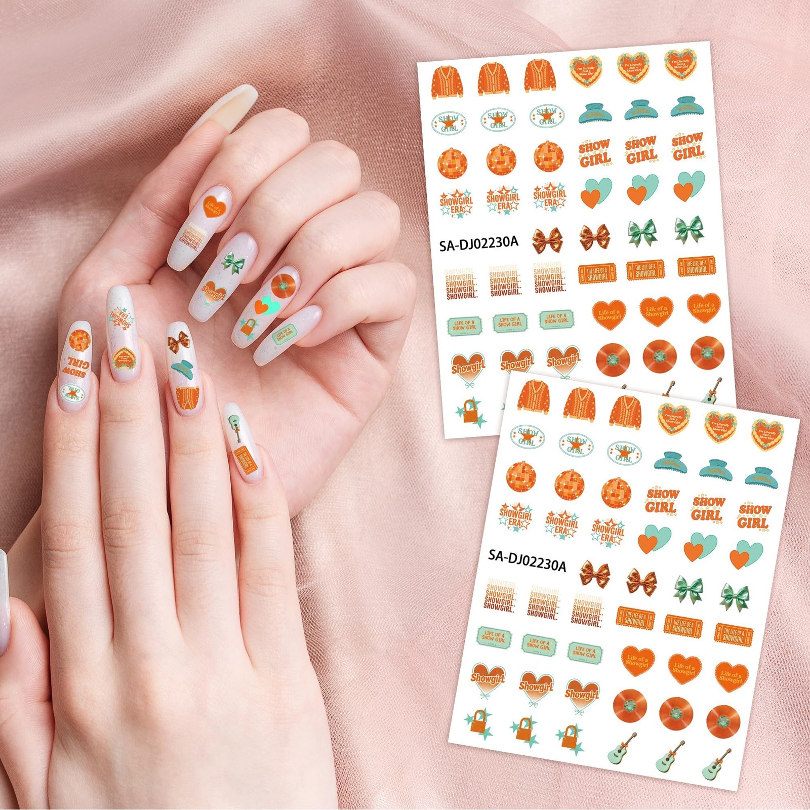 8Pcs Singer Inspired Nail Stickers 3D -Adhesive Colorful Summer DIY Nail Art …