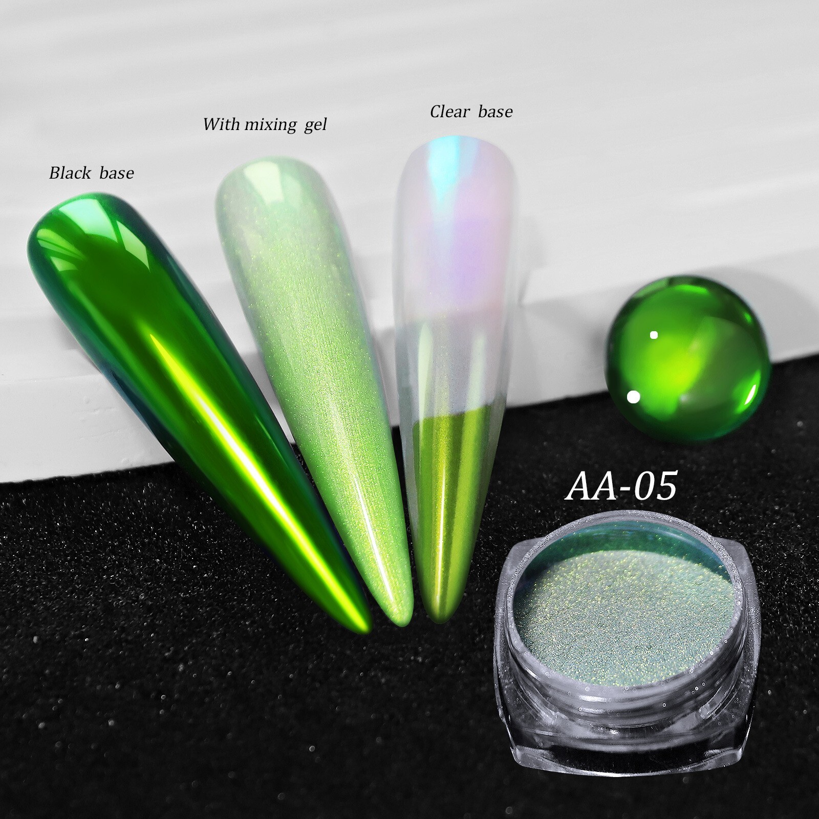 12 Jars Magic Mirror Nail Art Powder Chameleon Laser Nail Glitter for False Tips
