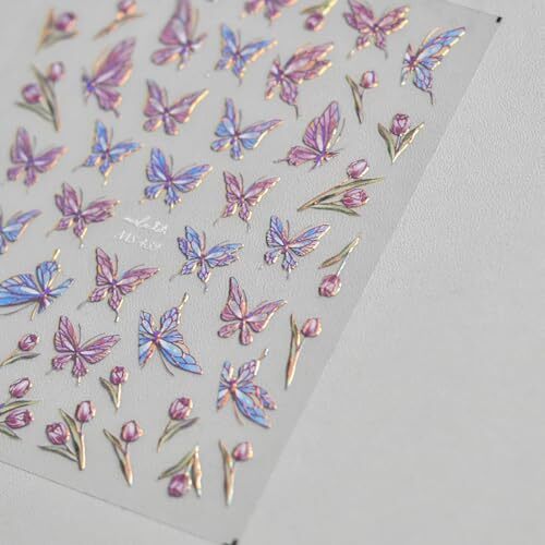 Butterfly Nail Art Stickers 5D Embossed Nail Decals Bronzing Butterfly style3
