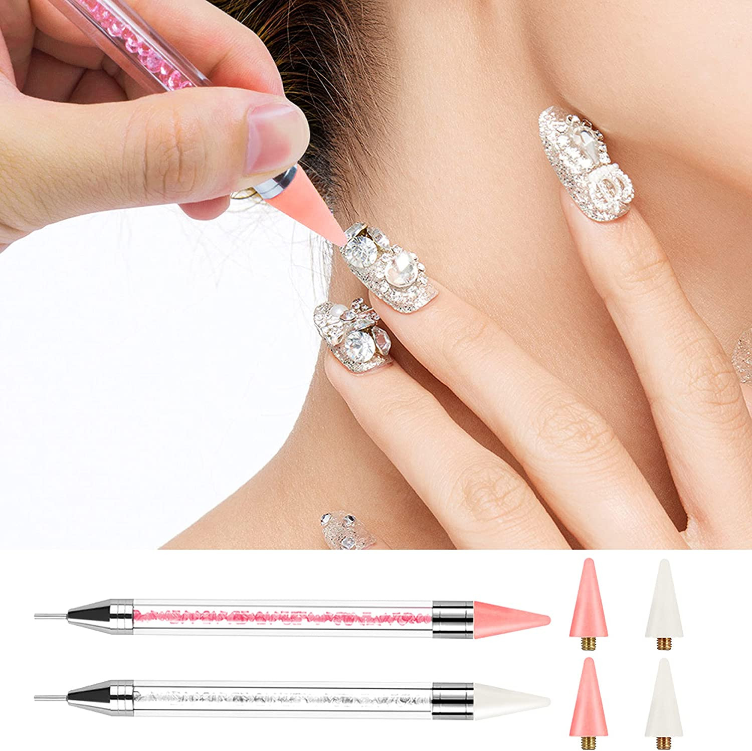 Rhinestone Picker Tool 2 Acrylic Handle Rhinestones Applicator Dual-Ended DIY…