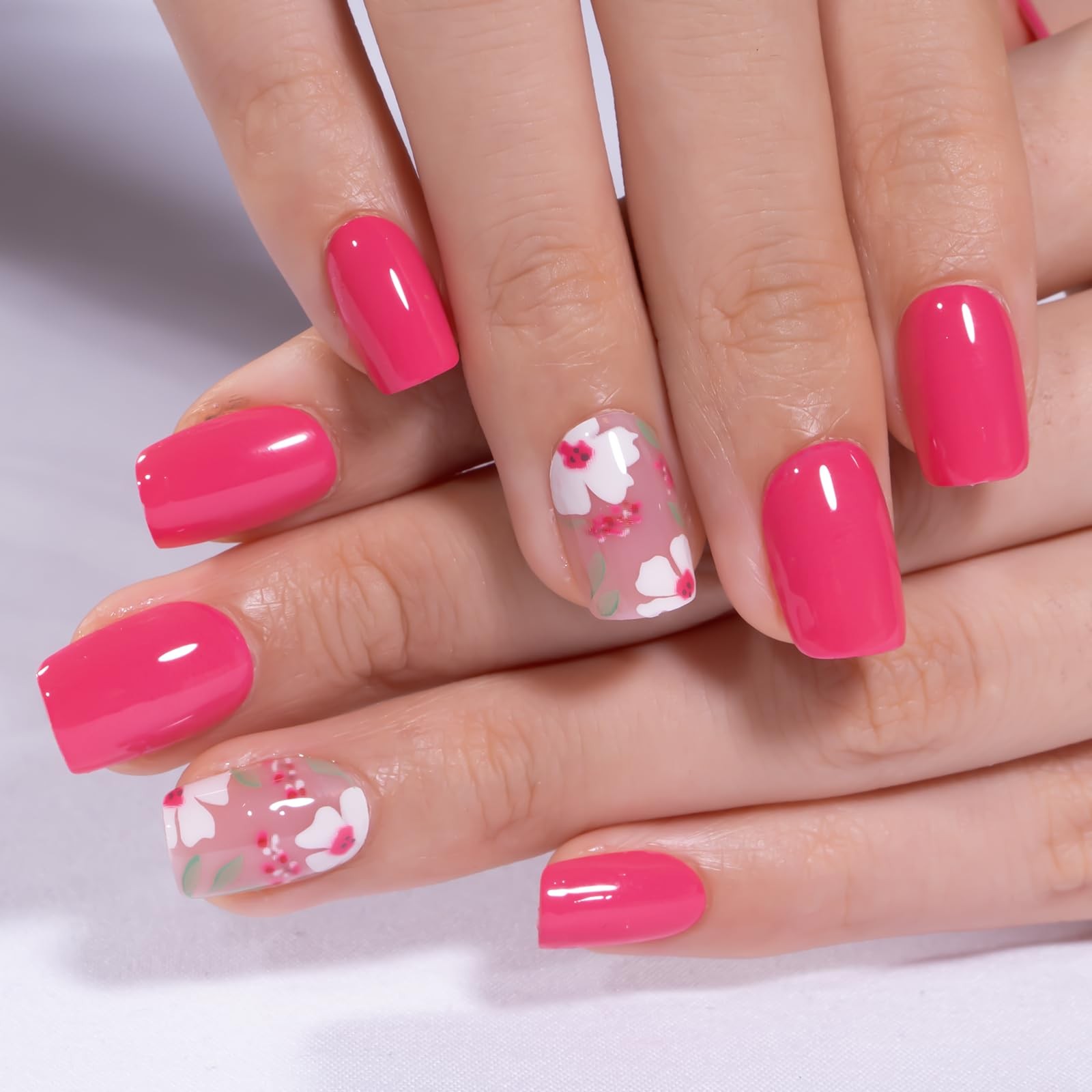 Curvlife Soft Gel Press on Nails with Scarlet Design Full Short, scarlet