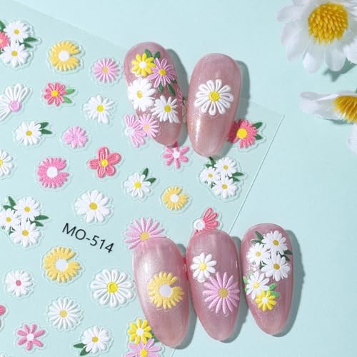 3 Sheets Spring Flower Nail Stickers for Nail Art – 3D Self Colorful Flower 2