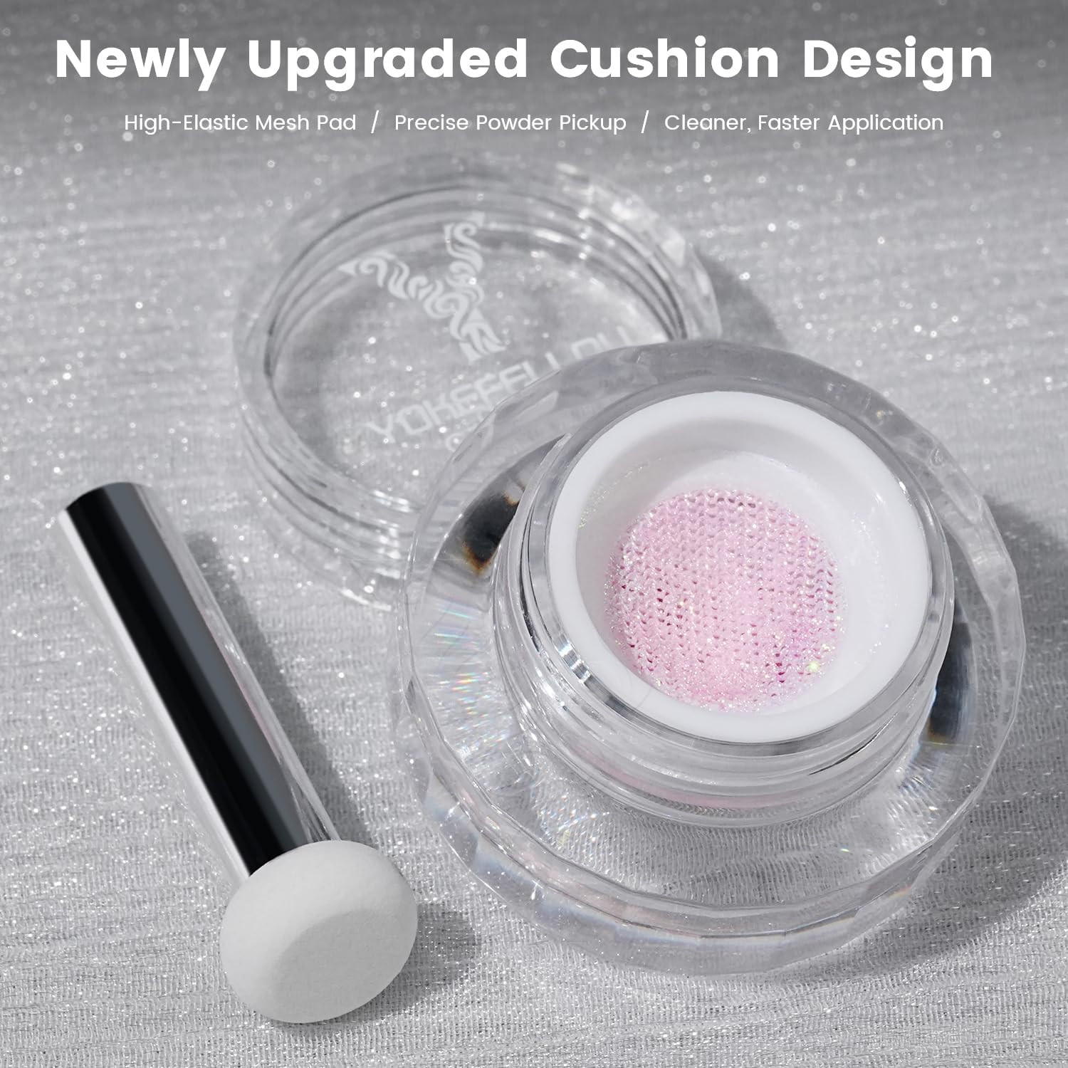 Yokefellow Gleamtap Cushion Aurora Chrome Nail Powder -Mermaid Aurora Effect,Nai