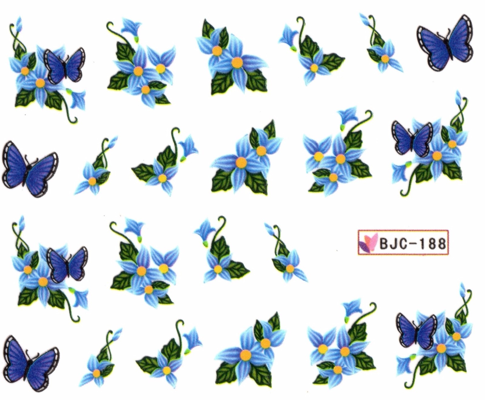 Nail Art Water Transfer Stickers Flower Butterfly Decals Tips Decoration ble
