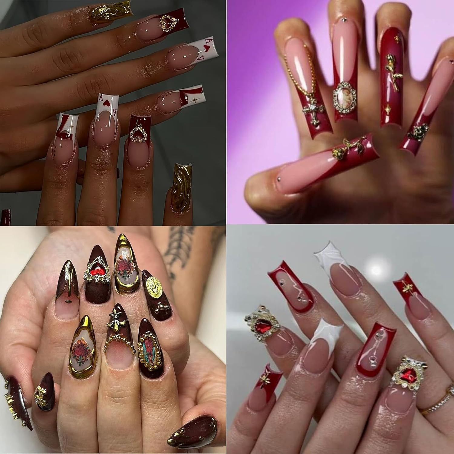 Heart Nail Charms Rose Charms for Nail Design Gold Flower Star 3D Metal Nails Ar