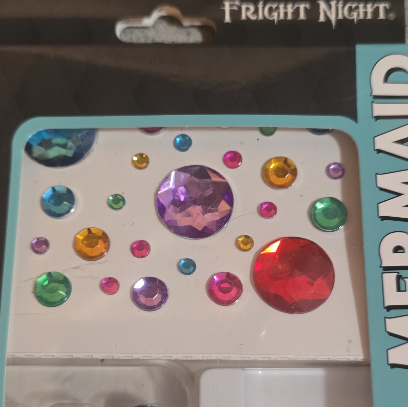 Fright Night Mermaid Press-On Nail Kit 24pc Short Square ABS Glitter + Glue