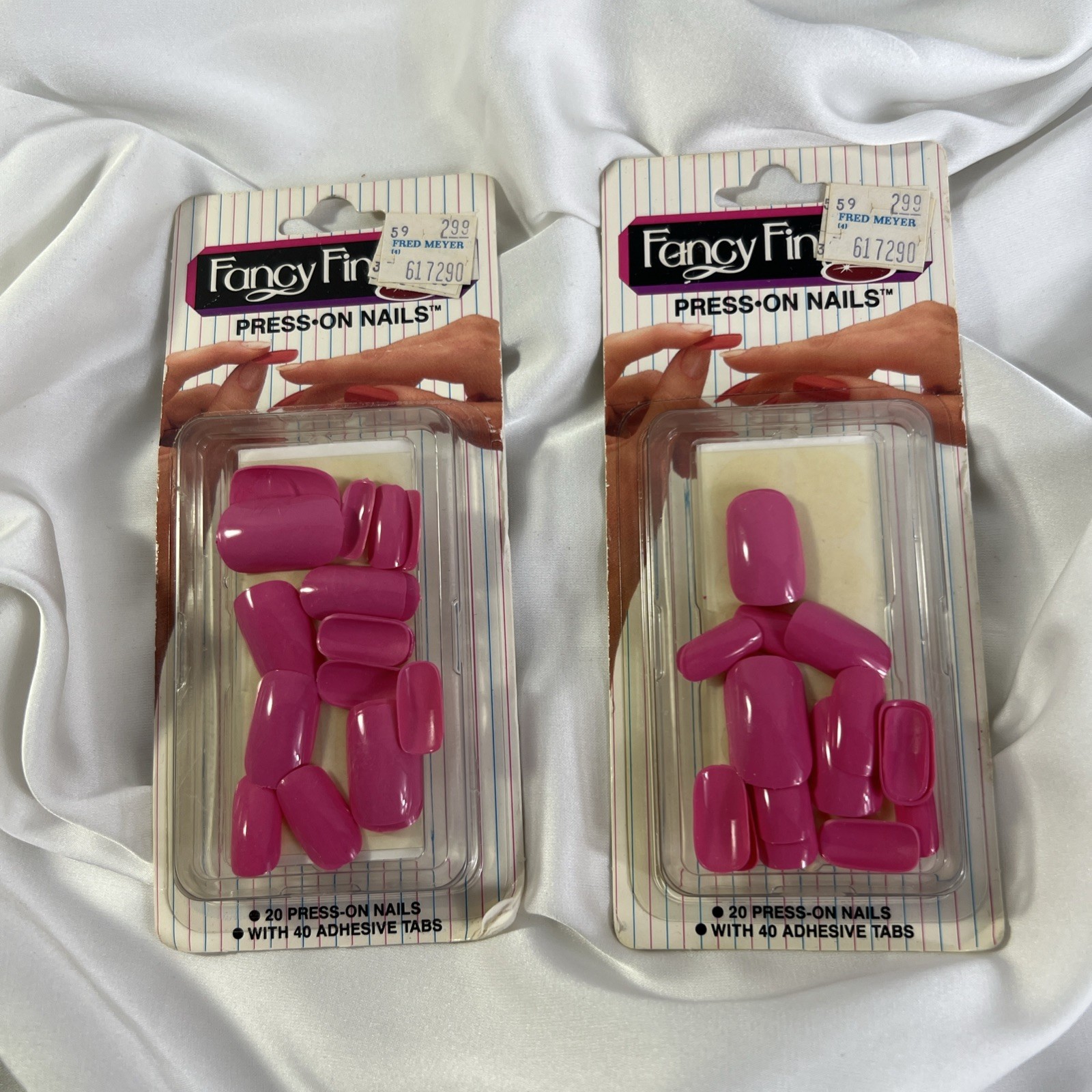 Vinatge Fancy Fingers RAZZLE BERRY Press On Nails 2 Pack New In Box Adhesive Tab