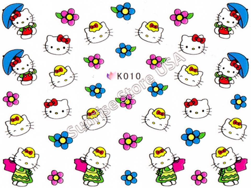 3D Nail Art Sticker Cute Hello Kitty Cat Cartoon Decals Manicure Peel & Stick