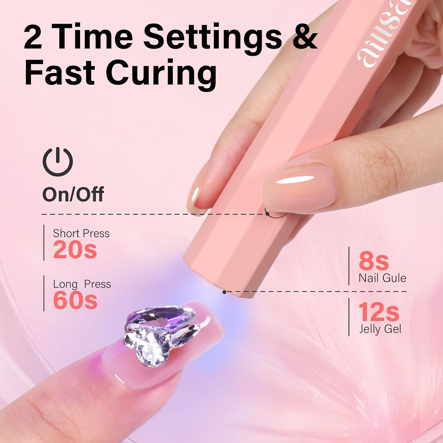 Gel Nail Tips Kit with 15G Nail Glue Gel & Mini UV Lamp | Full Cover Nail Tips S