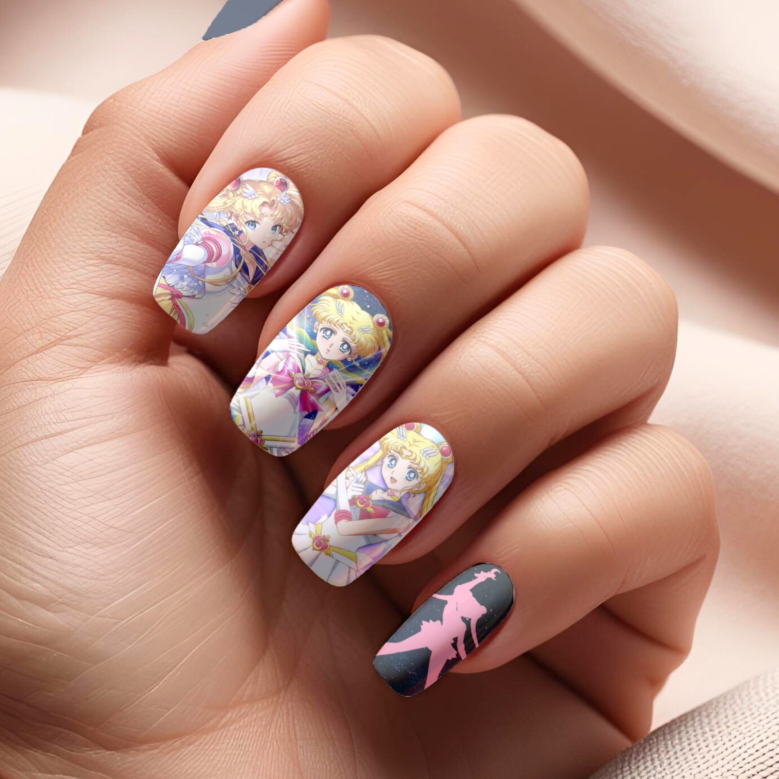 Sailor Moon Anime Nail Decals Water Transfer Nail Wraps