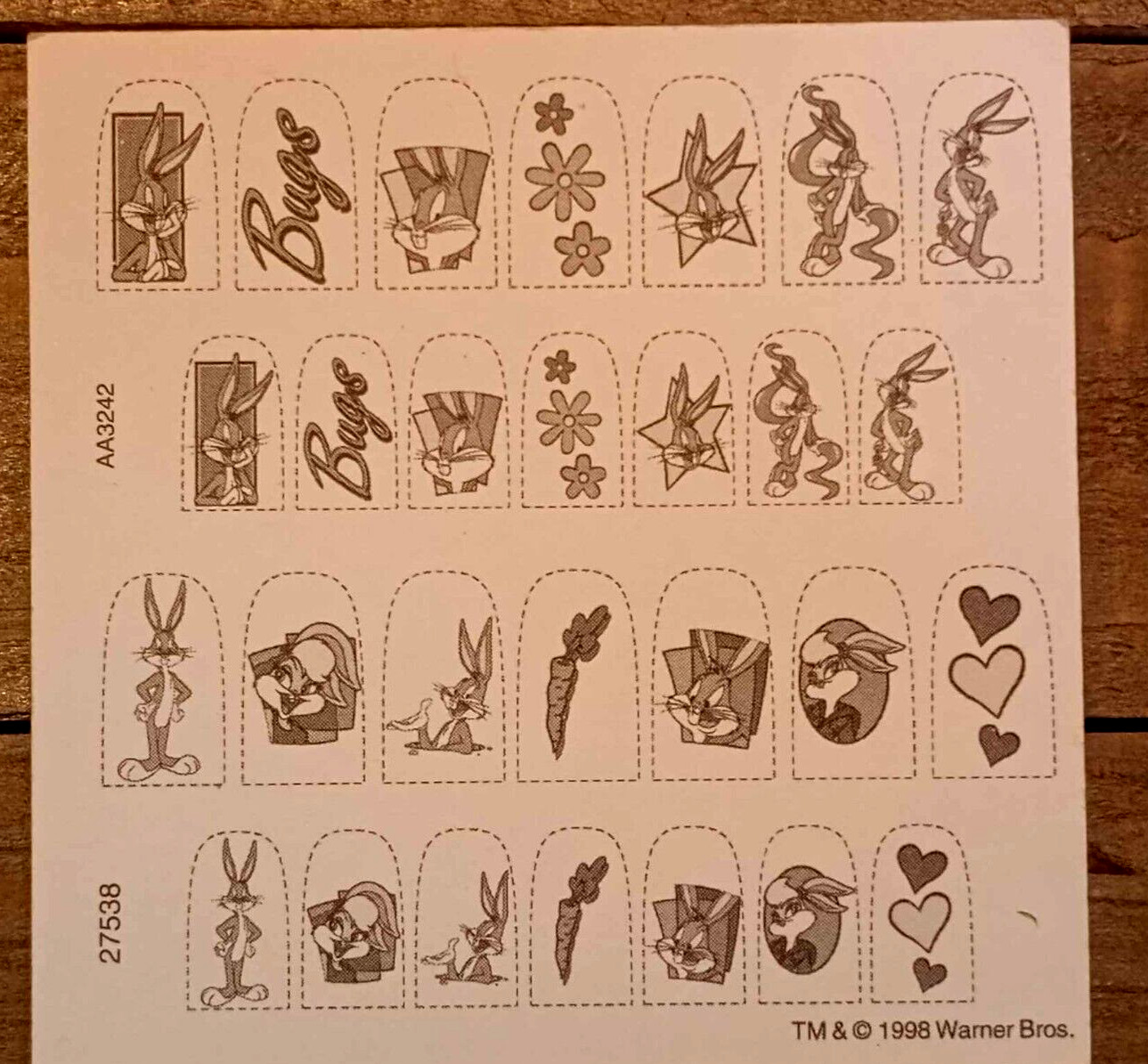 2 Vintage 1998 Bugs Nail Art Stickers Lola Bunny 28 Stickers Per Sheet