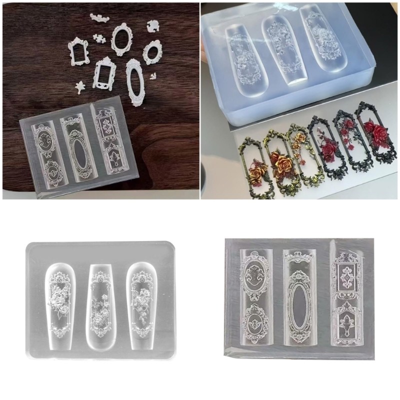 Flexible Nail Stamping Mold Rose Window Manicure Mould for Nail Art Enthusiasts
