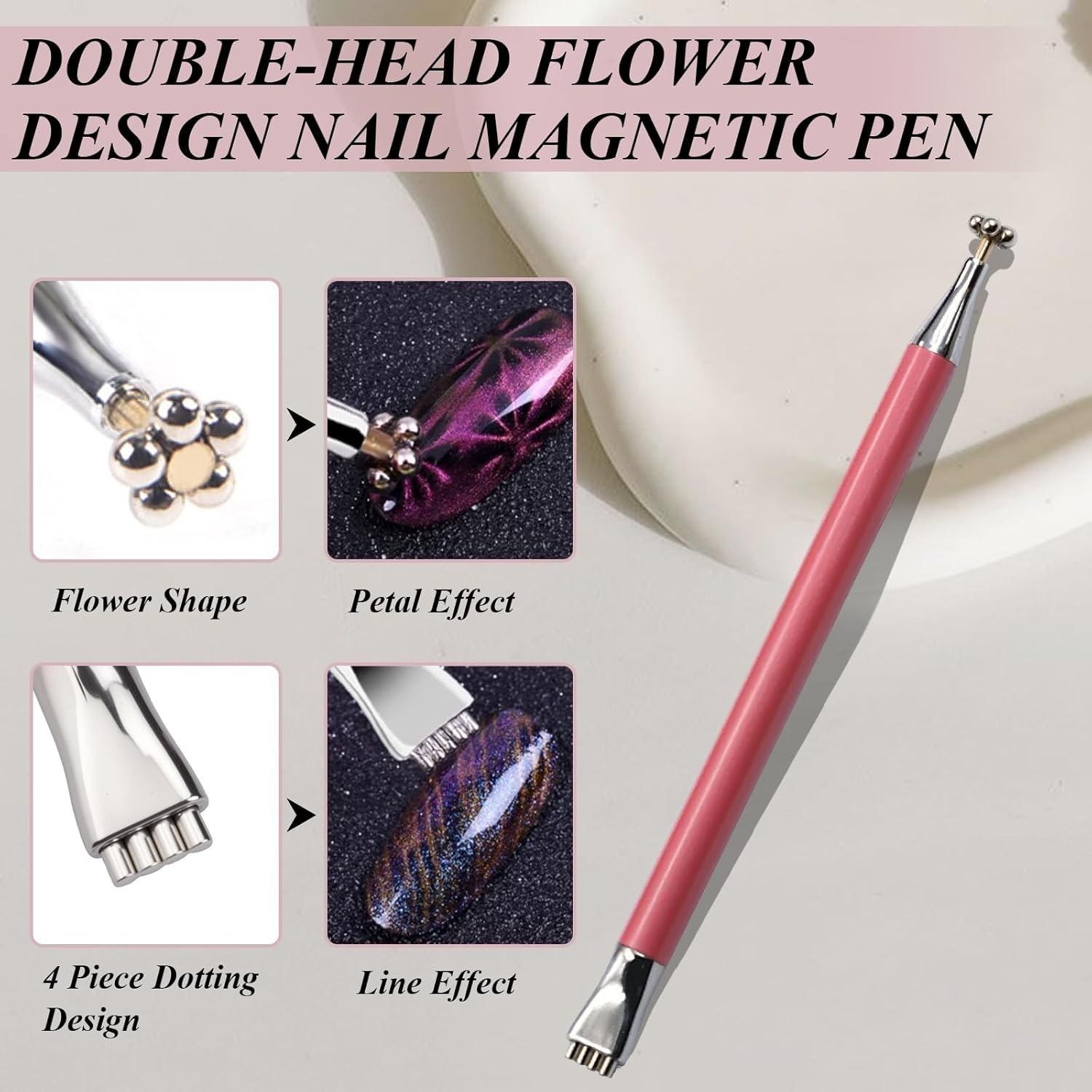 Double-Head Cat Eye Nail Magnet Set, Nail Magnet Tool with Cat Eye Nail Magnet B