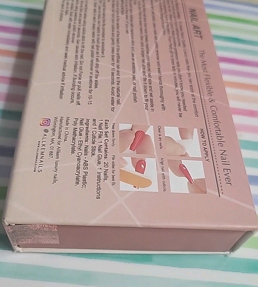 Allkem Luxury Nails Ballerina Press On Nails 20 Nails – Multi Ombre