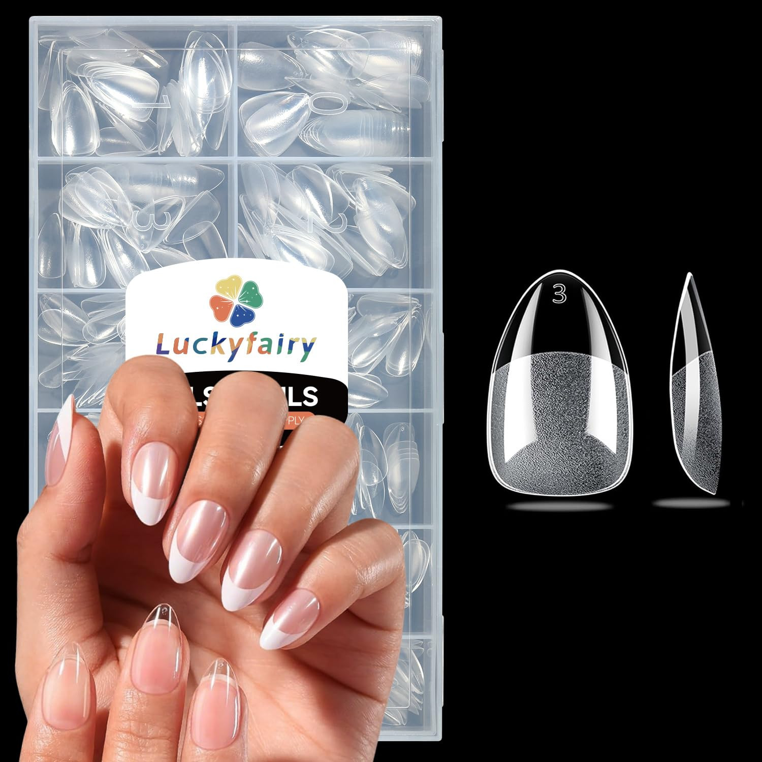 Short Almond Nail Tips, 240Pcs Soft Nail Gel Tips Pre-Shaped Acrylic Fake Nails,