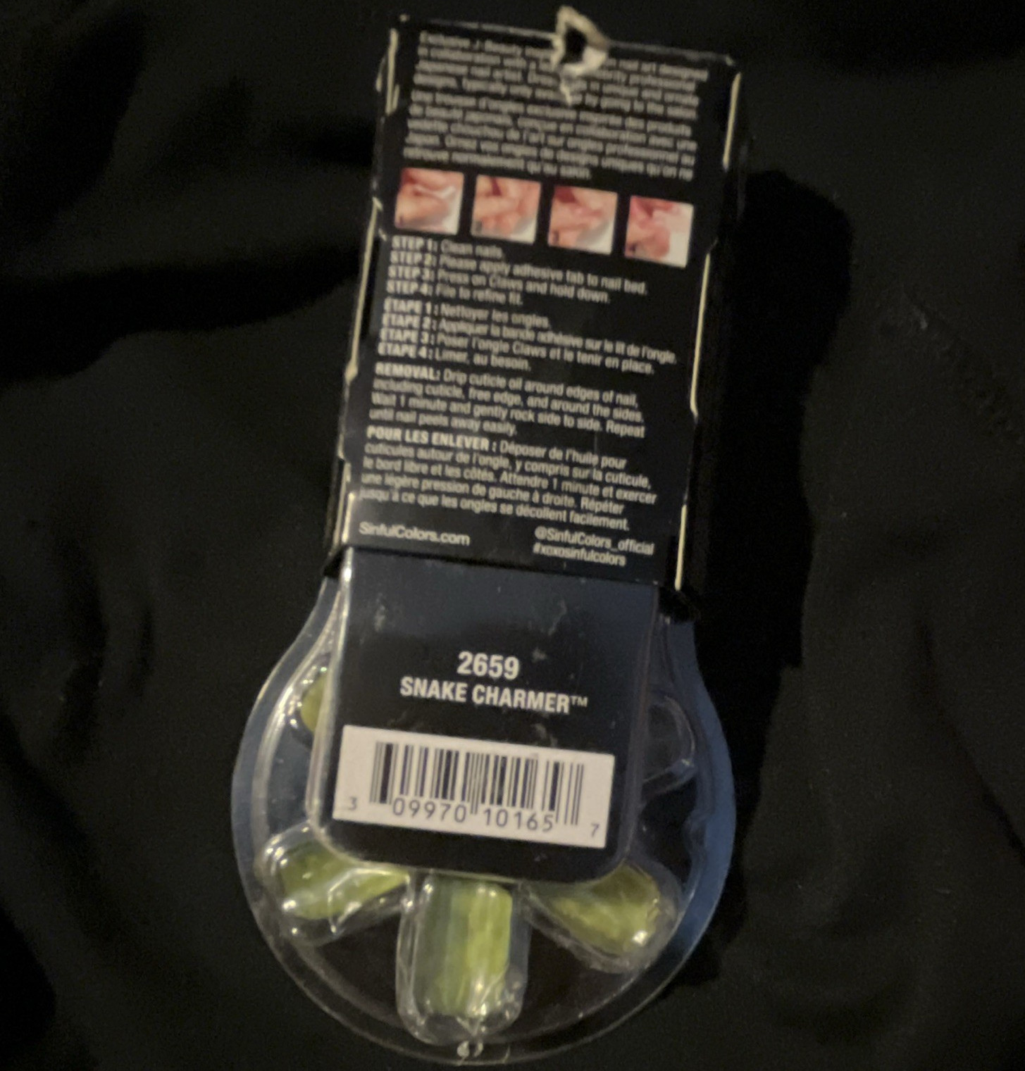 SinfulColors Claws Press-On Nails Snake Charmer 2659 Black/Green Med Square