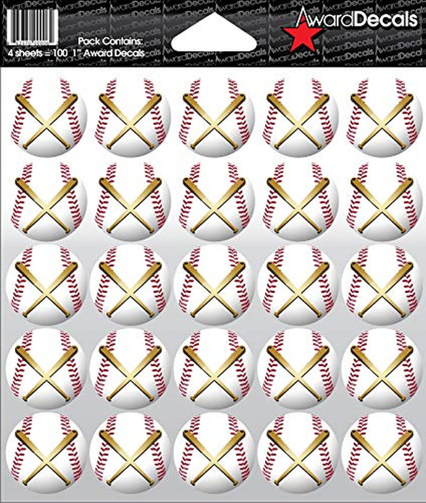 Award Decals Baseball Crossed Bats Sticker Set (100 Decals) 1″ The Original A…