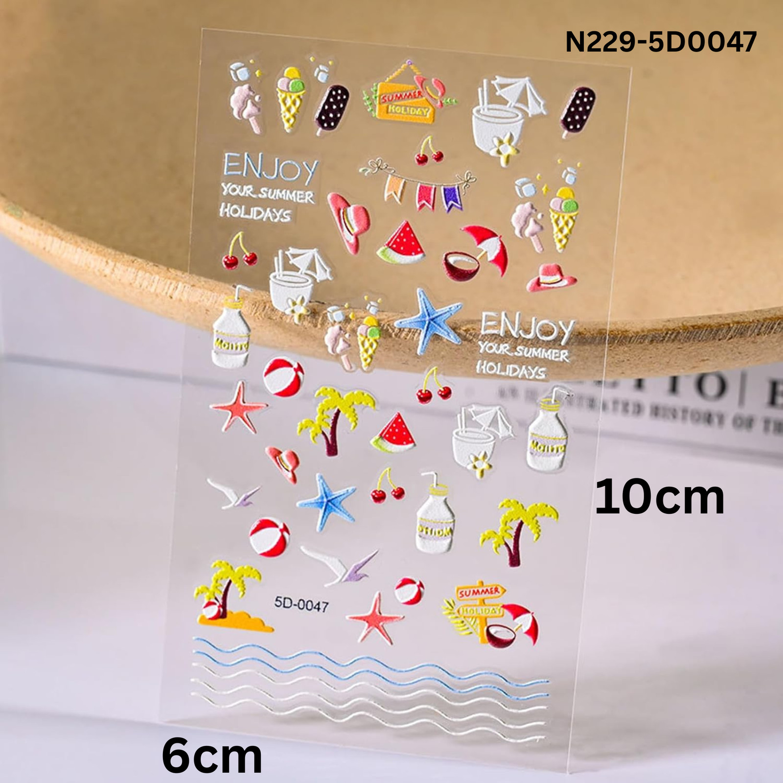 5D Summer Treats Nail Art Stickers – Ice Cream, Watermelon & Cocktail Decals – T
