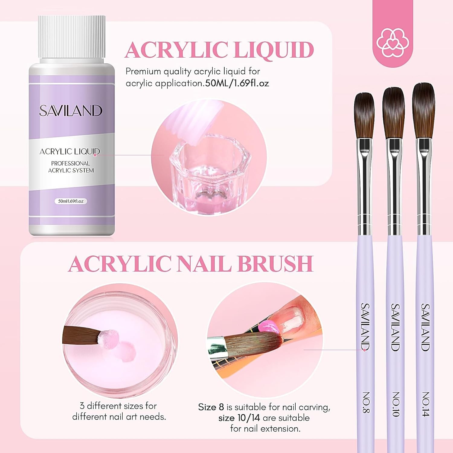 Glossy Finish Acrylic Nail Kit for Beginners: 50ml Liquid & Full Tools Included