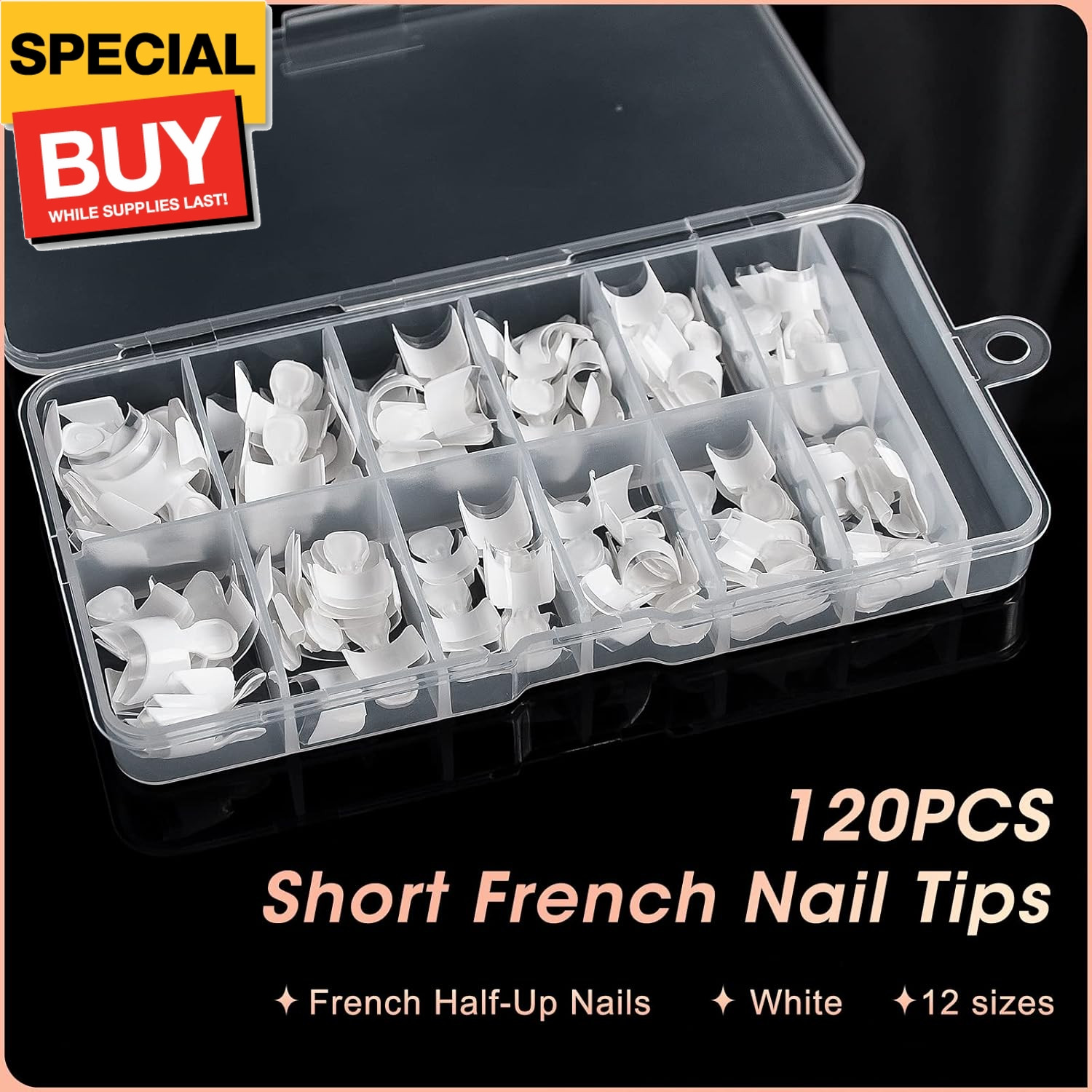 Short French Nail Tips – 120PCS Acrylic Short Nail Tips White French Fake Nail T