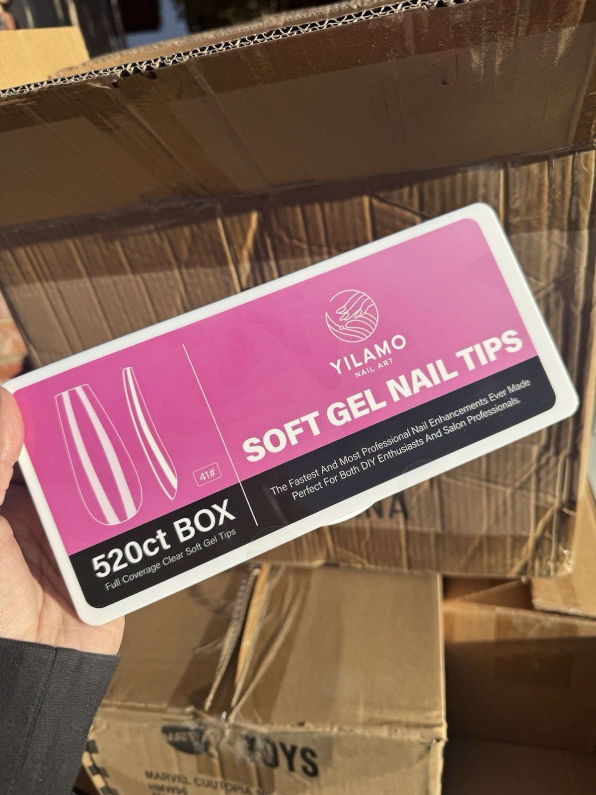 Yilamo Soft Gel Full Cover Clear Nail Tips 520ct Box Full Cover Nail Tips