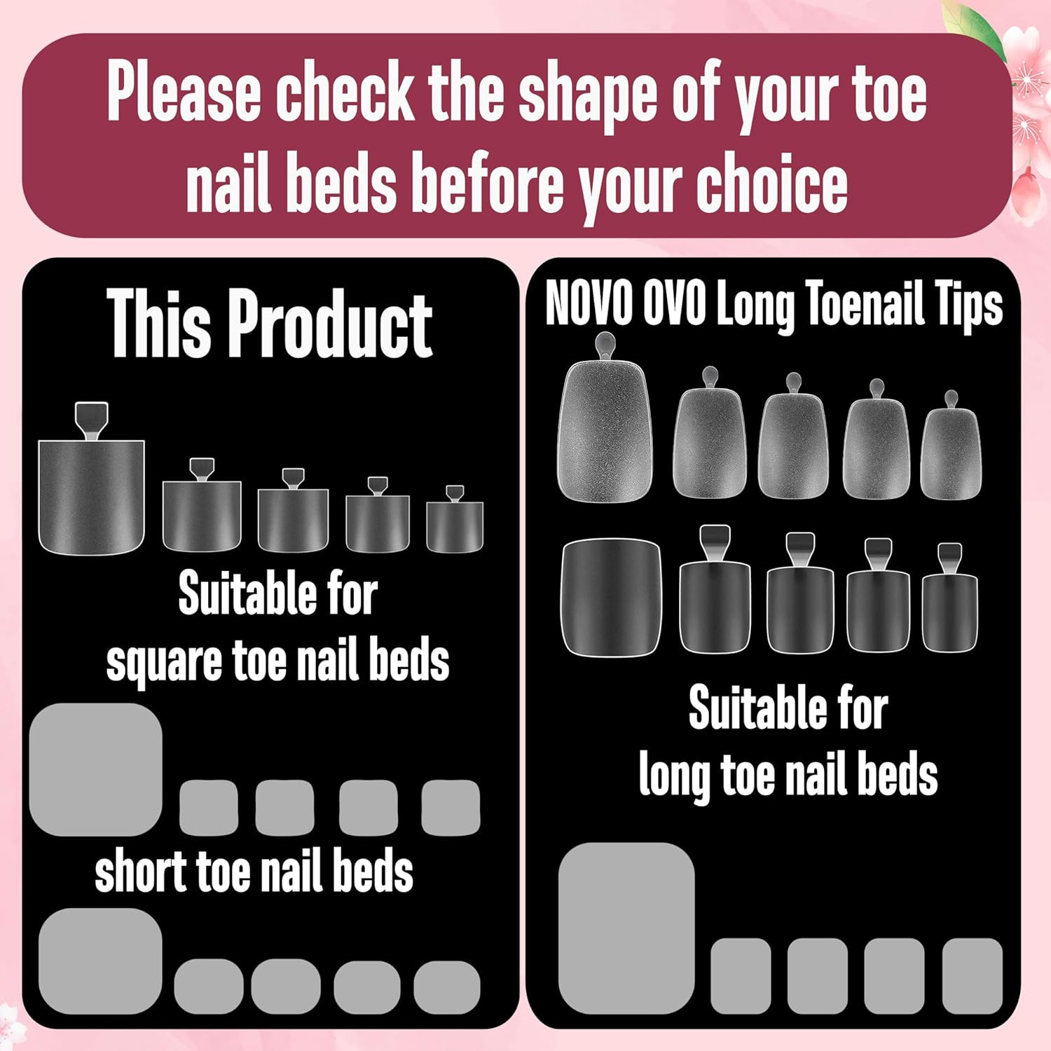 Sharp Square Toe Nail Tips 240 Piece Assortment, nail tips