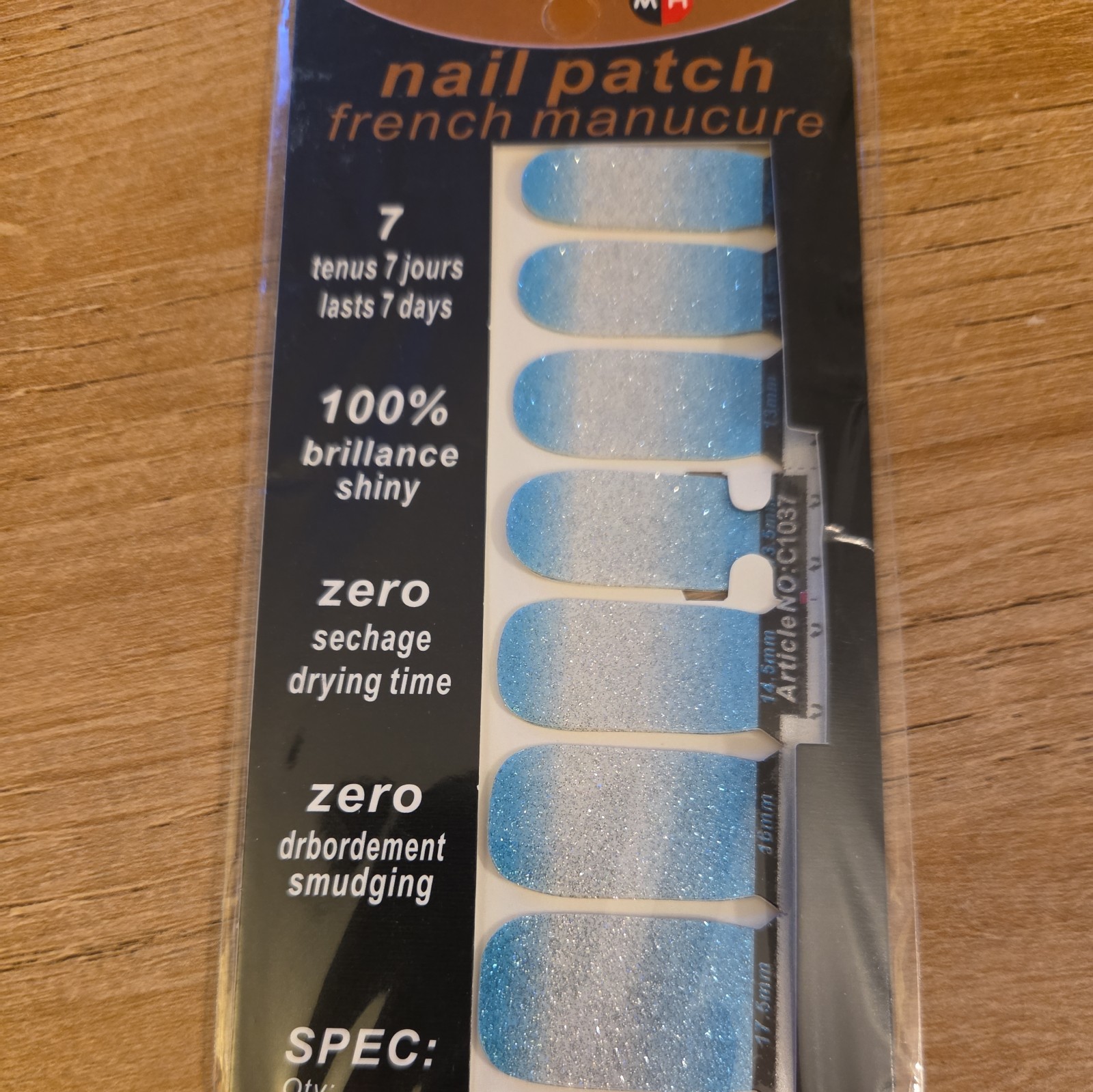 Nail Patch French Manicure Nail Stickers. Lasts 7 Days 6 Sets glitter Nail Art