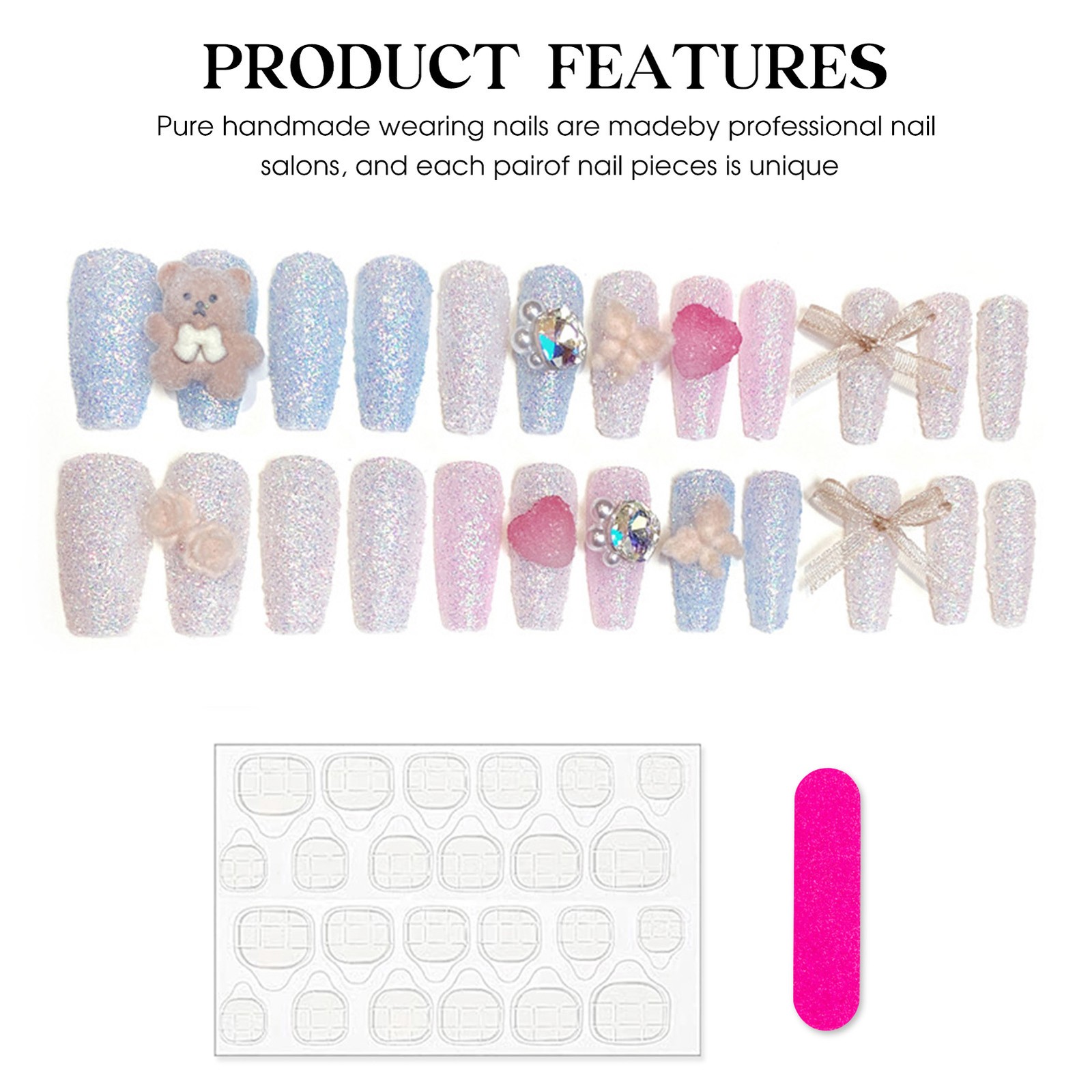 Press on Nail Tips Full Collection Assorted Bow Design for Women Boxed U29